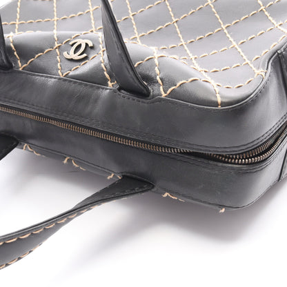 ワイルドステッチ ハンドバッグ ミニボストンバッグ レザー ブラック ゴールド金具 シャネル バッグ CHANEL