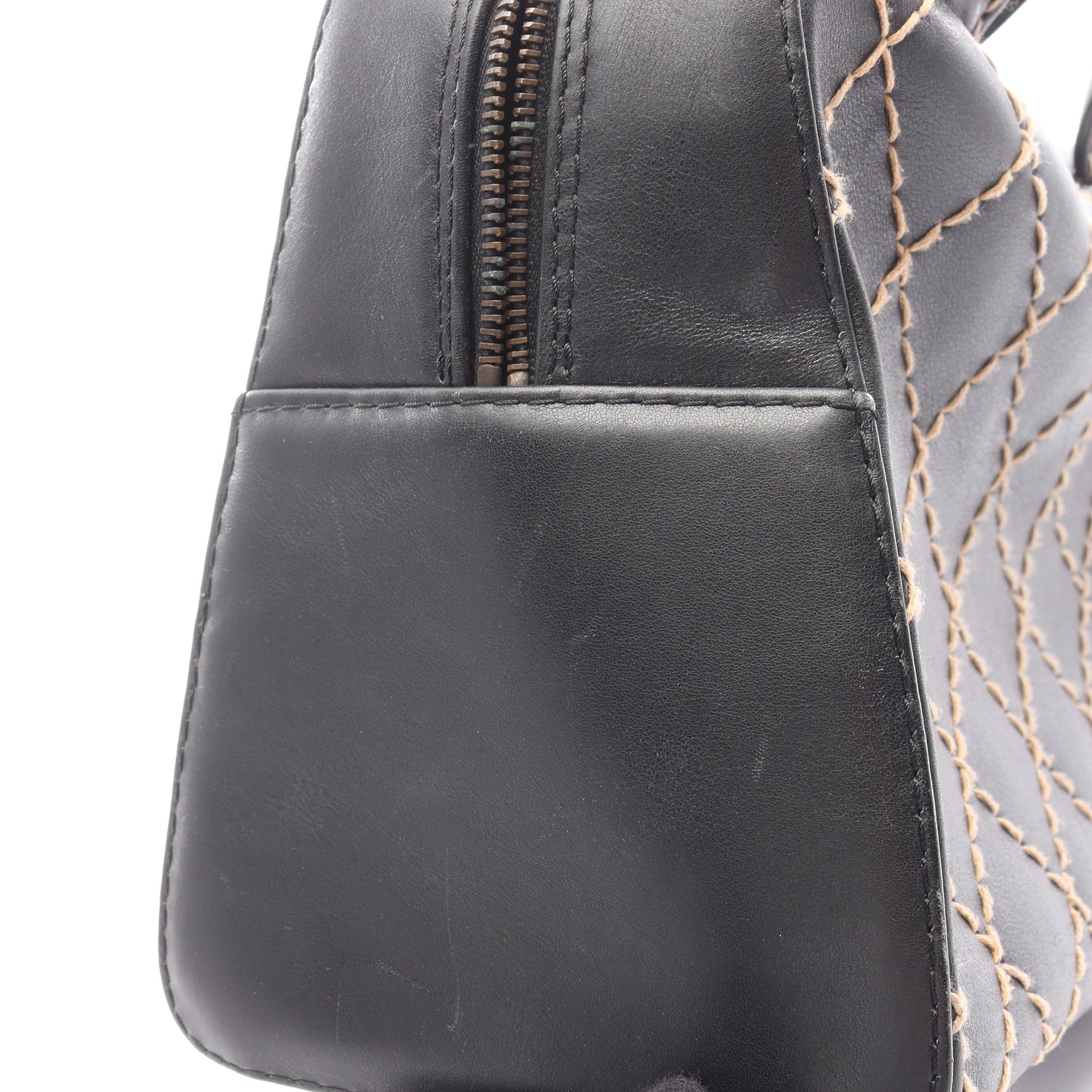 ワイルドステッチ ハンドバッグ ミニボストンバッグ レザー ブラック ゴールド金具 シャネル バッグ CHANEL