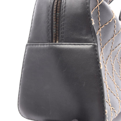 ワイルドステッチ ハンドバッグ ミニボストンバッグ レザー ブラック ゴールド金具 シャネル バッグ CHANEL