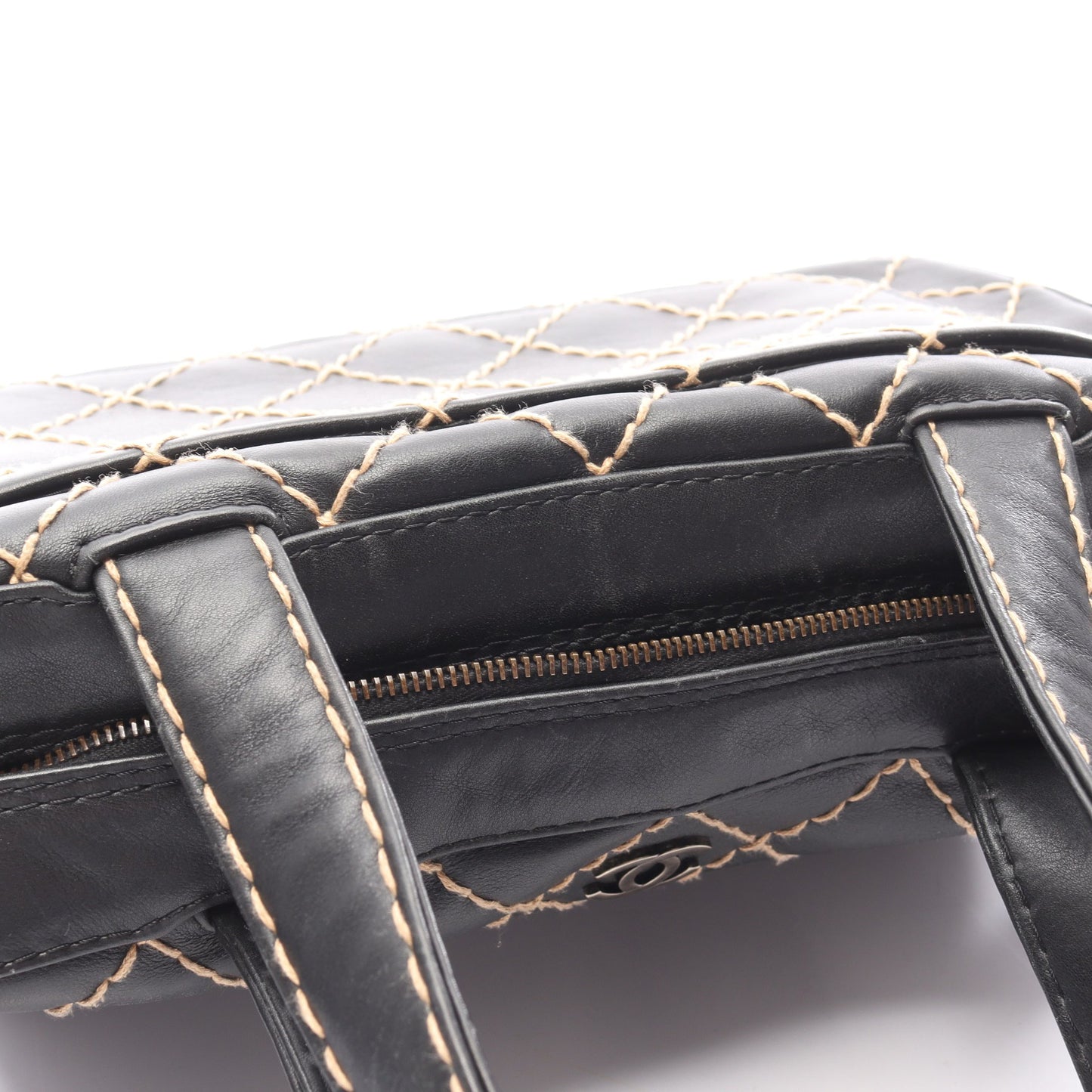 ワイルドステッチ ハンドバッグ ミニボストンバッグ レザー ブラック ゴールド金具 シャネル バッグ CHANEL
