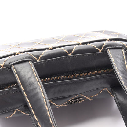 ワイルドステッチ ハンドバッグ ミニボストンバッグ レザー ブラック ゴールド金具 シャネル バッグ CHANEL
