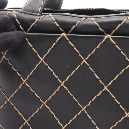 ワイルドステッチ ハンドバッグ ミニボストンバッグ レザー ブラック ゴールド金具 シャネル バッグ CHANEL