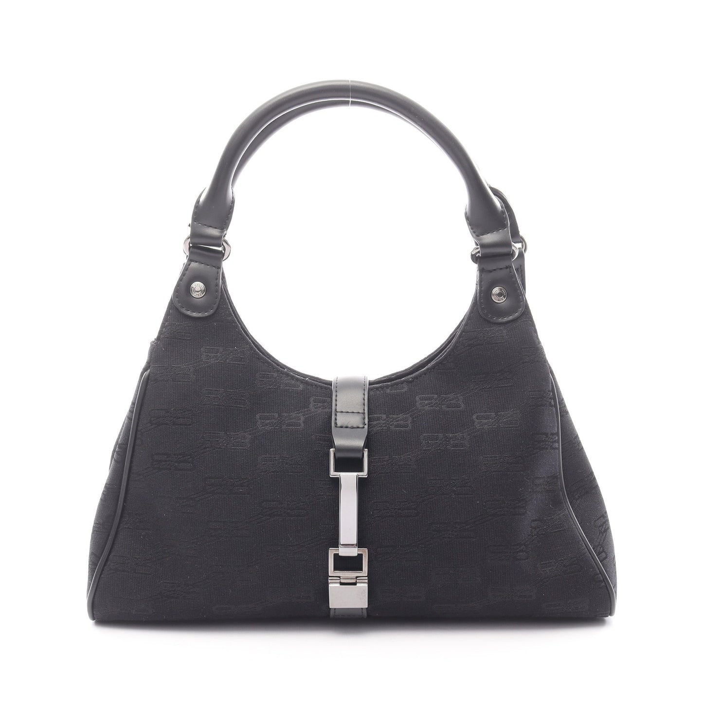 BBモノグラム ハンドバッグ キャンバス レザー ブラック バレンシアガ バッグ BALENCIAGA