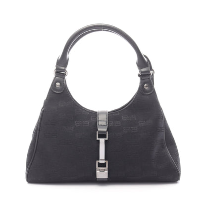 BBモノグラム ハンドバッグ キャンバス レザー ブラック バレンシアガ バッグ BALENCIAGA