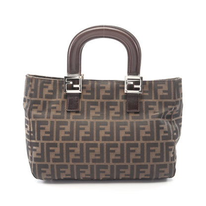 ズッカ ハンドバッグ トートバッグ キャンバス レザー ブラウン ダークブラウン フェンディ