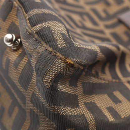 ズッカ ハンドバッグ トートバッグ キャンバス レザー ブラウン ダークブラウン フェンディ