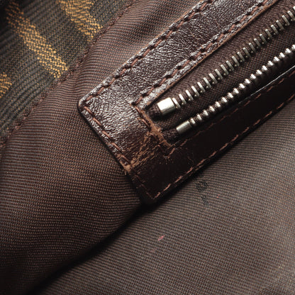 ズッカ ハンドバッグ トートバッグ キャンバス レザー ブラウン ダークブラウン フェンディ