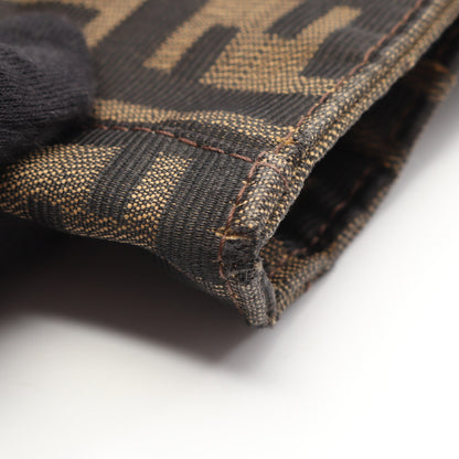 ズッカ ハンドバッグ トートバッグ キャンバス レザー ブラウン ダークブラウン フェンディ