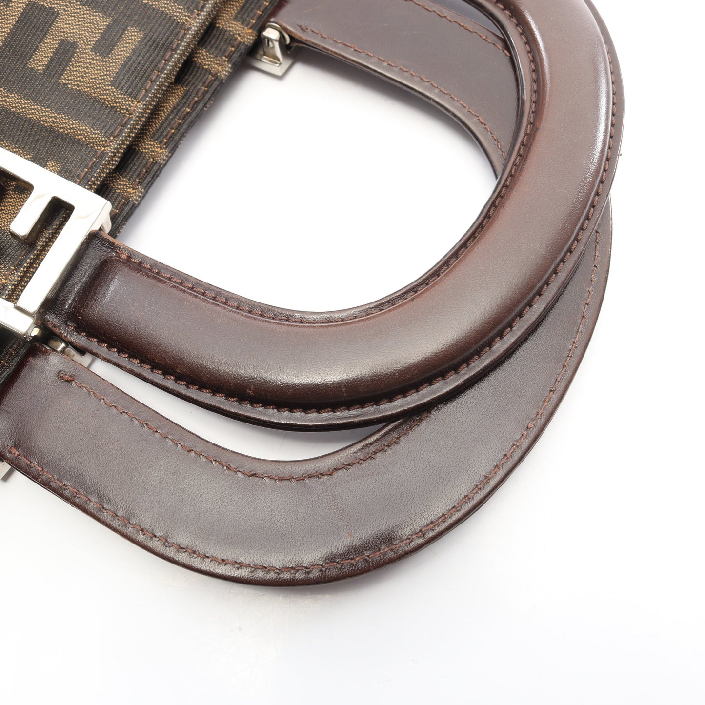 ズッカ ハンドバッグ トートバッグ キャンバス レザー ブラウン ダークブラウン フェンディ