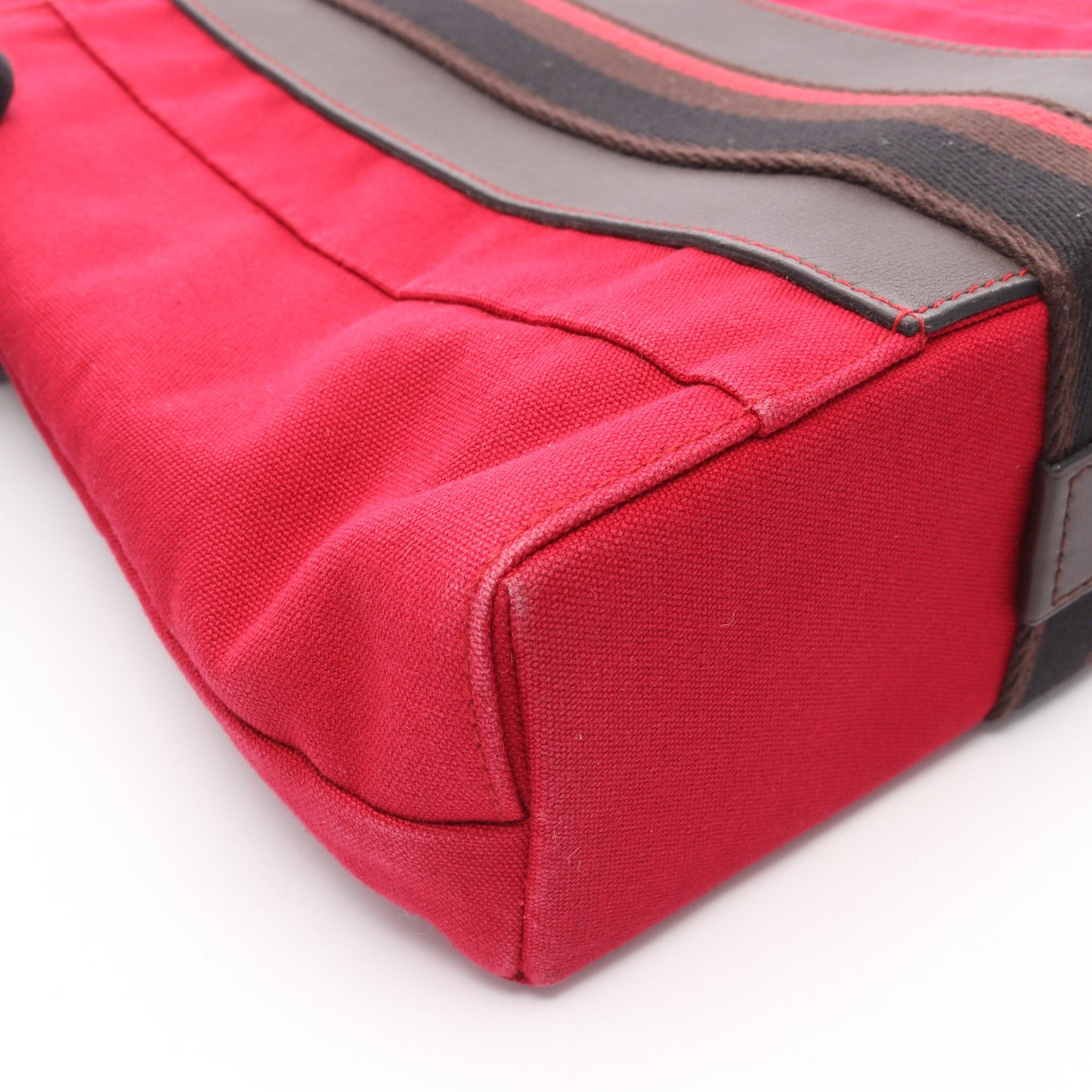 トロカオリゾンタルMM ハンドバッグ トートバッグ キャンバス レッド ダークブラウン ブラック シルバー金具 エルメス