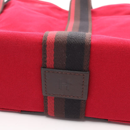 トロカオリゾンタルMM ハンドバッグ トートバッグ キャンバス レッド ダークブラウン ブラック シルバー金具 エルメス