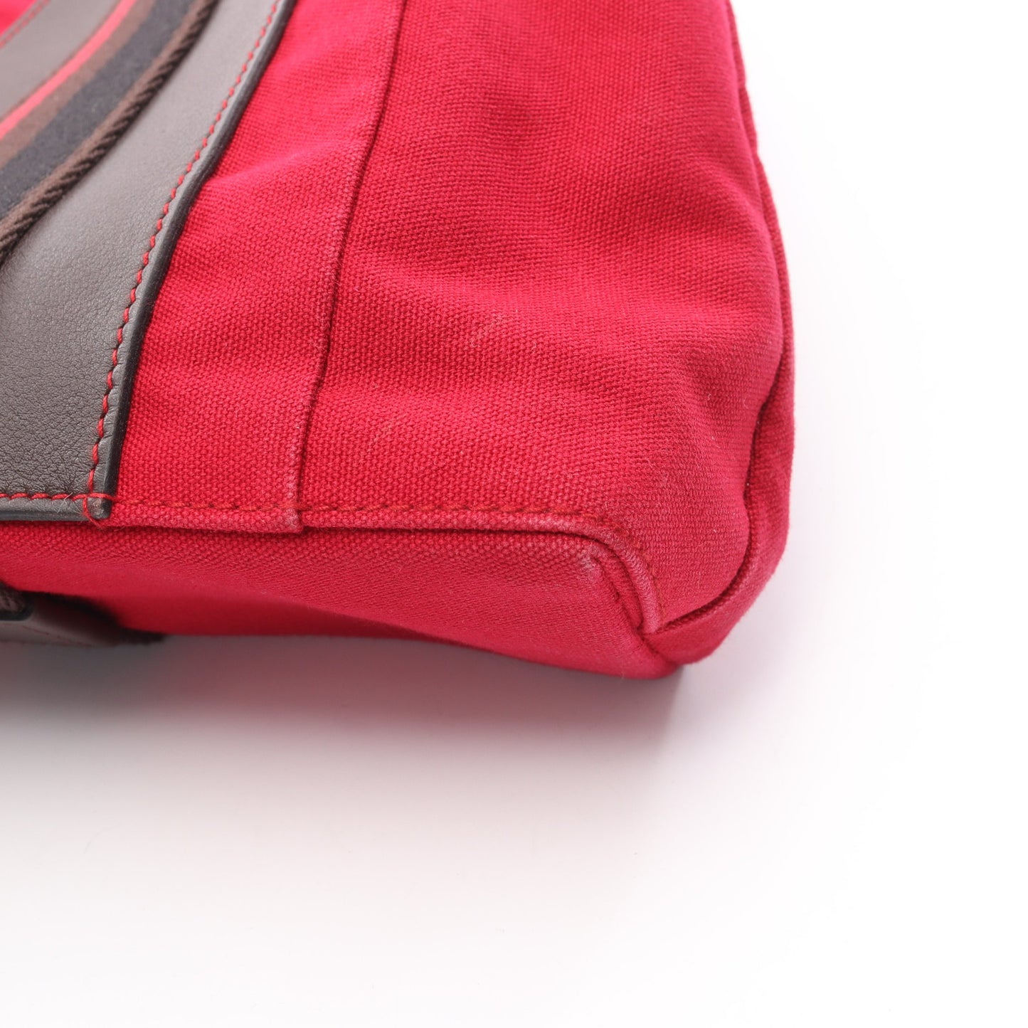 トロカオリゾンタルMM ハンドバッグ トートバッグ キャンバス レッド ダークブラウン ブラック シルバー金具 エルメス