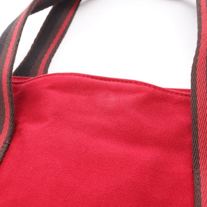 トロカオリゾンタルMM ハンドバッグ トートバッグ キャンバス レッド ダークブラウン ブラック シルバー金具 エルメス