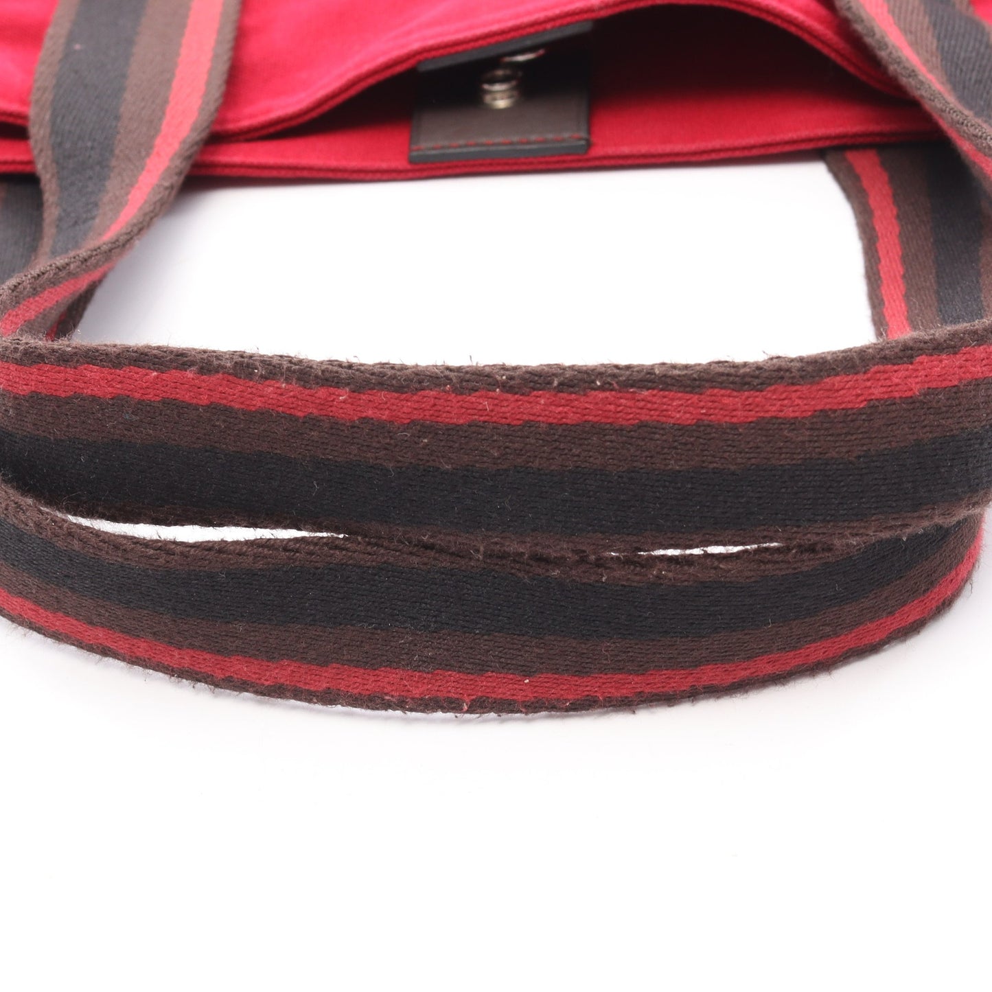 トロカオリゾンタルMM ハンドバッグ トートバッグ キャンバス レッド ダークブラウン ブラック シルバー金具 エルメス