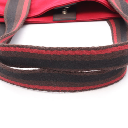 トロカオリゾンタルMM ハンドバッグ トートバッグ キャンバス レッド ダークブラウン ブラック シルバー金具 エルメス