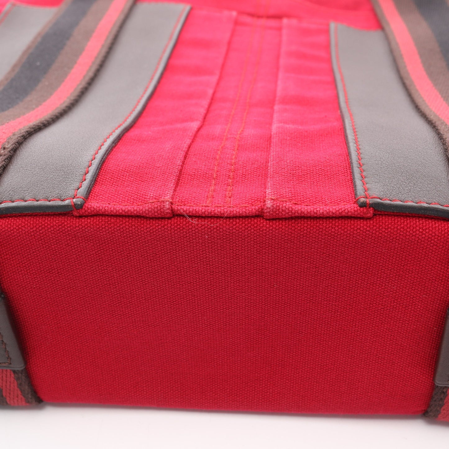 トロカオリゾンタルMM ハンドバッグ トートバッグ キャンバス レッド ダークブラウン ブラック シルバー金具 エルメス