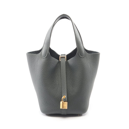 ピコタンロックPM ヴェールアングレ ハンドバッグ トリヨンクレマンス グレーグリーン ゴールド金具 K刻印 エルメス