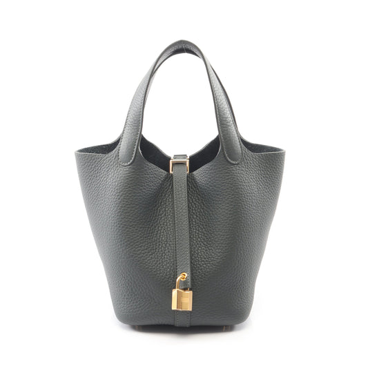 ピコタンロックPM ヴェールアングレ ハンドバッグ トリヨンクレマンス グレーグリーン ゴールド金具 K刻印 エルメス