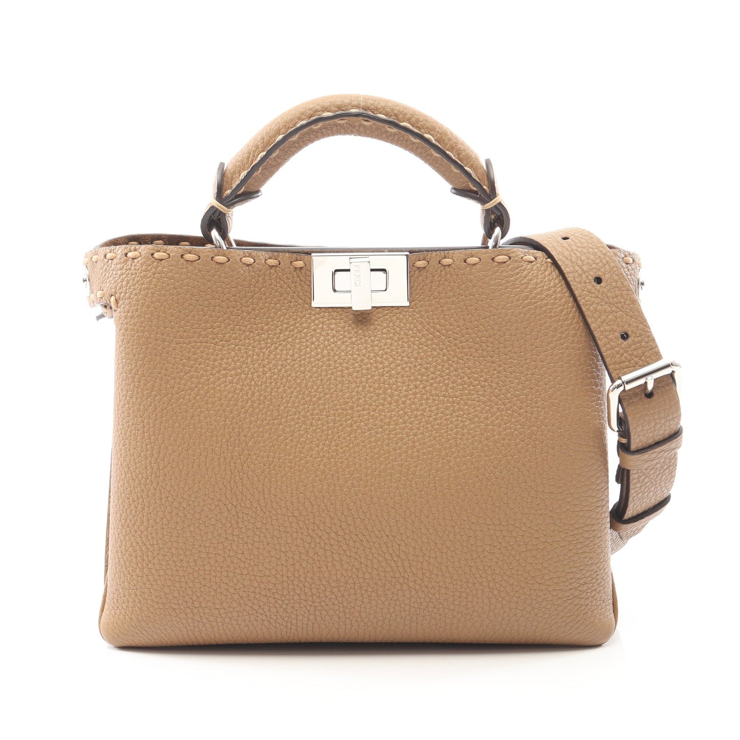 セレリア ピーカブー ソフト スモール ハンドバッグ レザー ライトブラウン 2WAY フェンディ