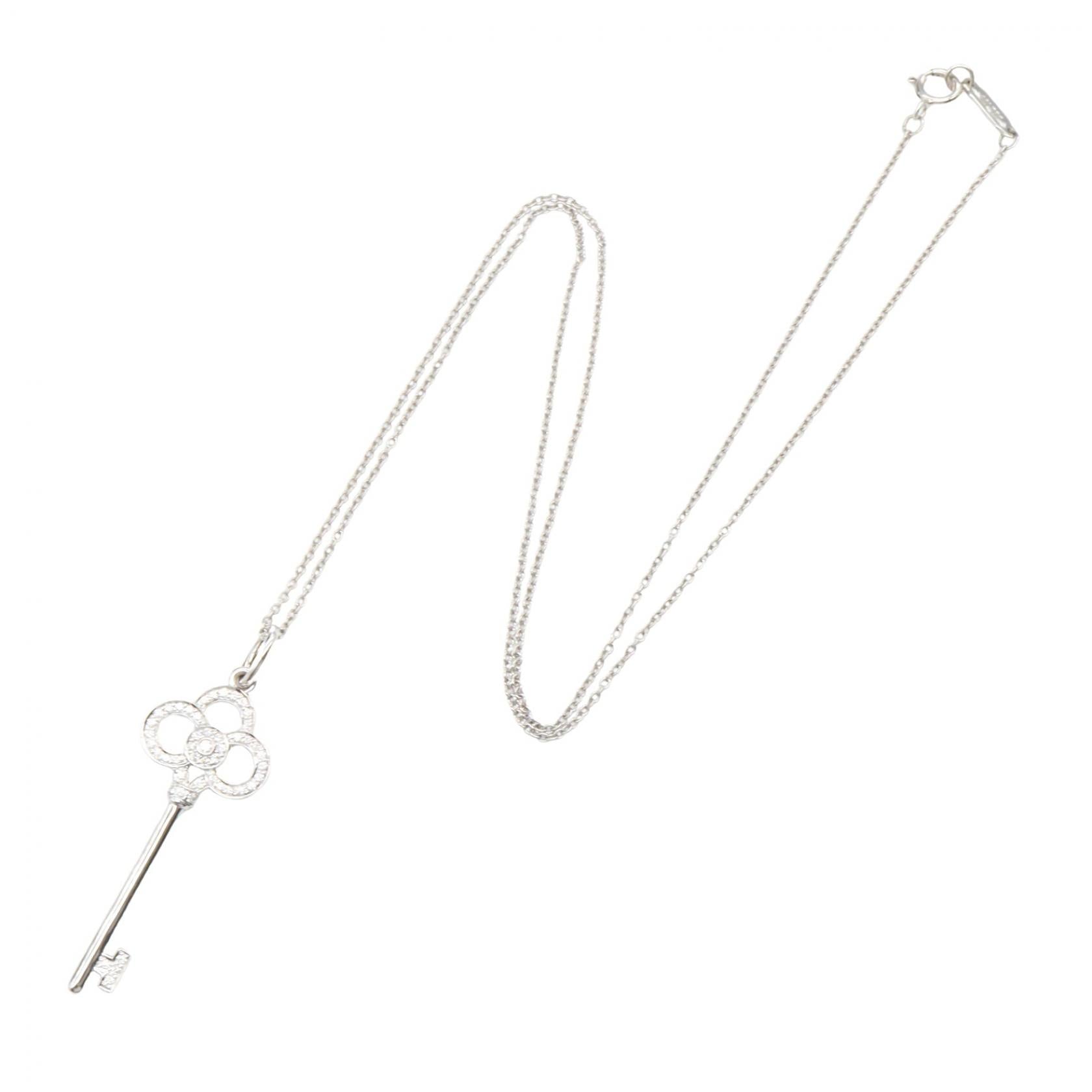 クラウン キー ネックレス ダイヤ ネックレス K18WG ダイヤモンド ホワイトゴールド クリア ティファニー アクセサリー TIFFANY & Co.