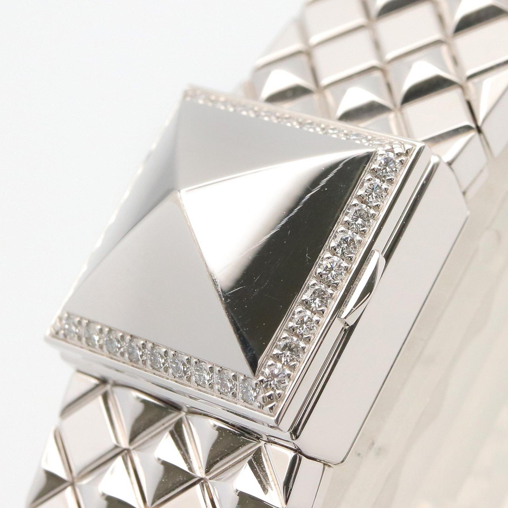 エルメス HERMES メドール ミニ 15 mm 腕時計 時計 K18WG（ホワイトゴールド） ダイヤモンド レディース シルバー系 ME7.192 【中古】 メドール ミニ 15 mm レディース 腕時計 クオーツ K18WG ダイヤモンド