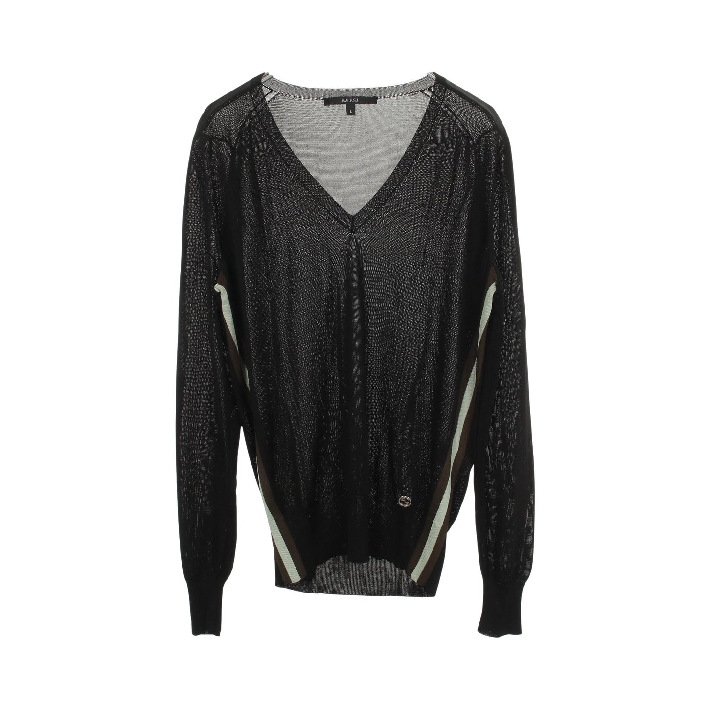 インターロッキングG Vネック ニット レーヨン ブラック グッチ トップス GUCCI