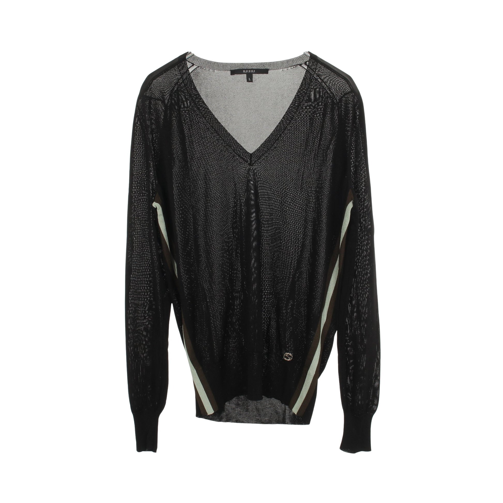インターロッキングG Vネック ニット レーヨン ブラック グッチ トップス GUCCI