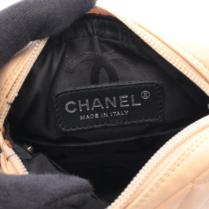 カンボンライン ショルダーバッグ レザー ベージュ ブラック シルバー金具 シャネル バッグ CHANEL
