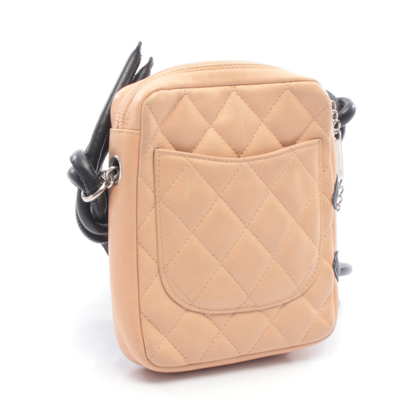 カンボンライン ショルダーバッグ レザー ベージュ ブラック シルバー金具 シャネル バッグ CHANEL