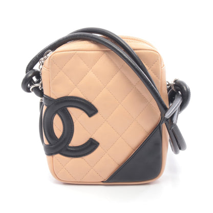 カンボンライン ショルダーバッグ レザー ベージュ ブラック シルバー金具 シャネル バッグ CHANEL