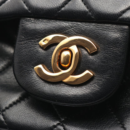 マトラッセ Wフラップ Wチェーンショルダーバッグ ラムスキン ブラック ゴールド金具 シャネル バッグ CHANEL
