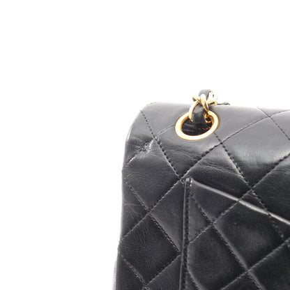 マトラッセ Wフラップ Wチェーンショルダーバッグ ラムスキン ブラック ゴールド金具 シャネル バッグ CHANEL