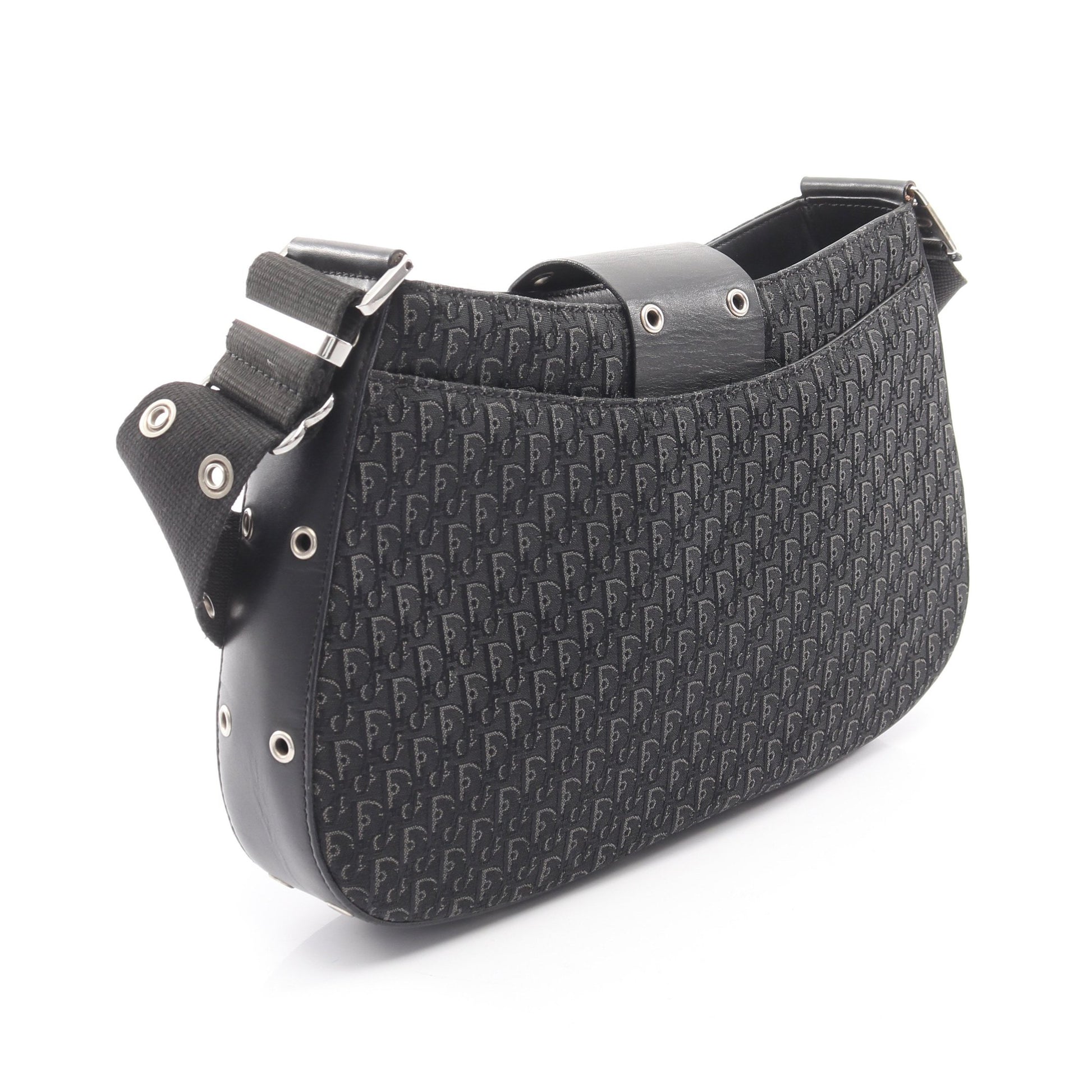 ストリートシック トロッター ワンショルダーバッグ キャンバス レザー ブラック クリスチャンディオール バッグ Christian Dior