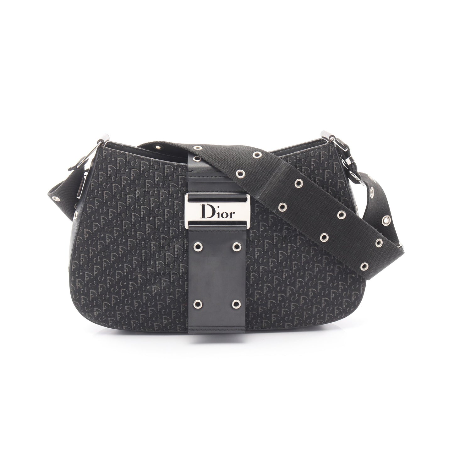 ストリートシック トロッター ワンショルダーバッグ キャンバス レザー ブラック クリスチャンディオール バッグ Christian Dior