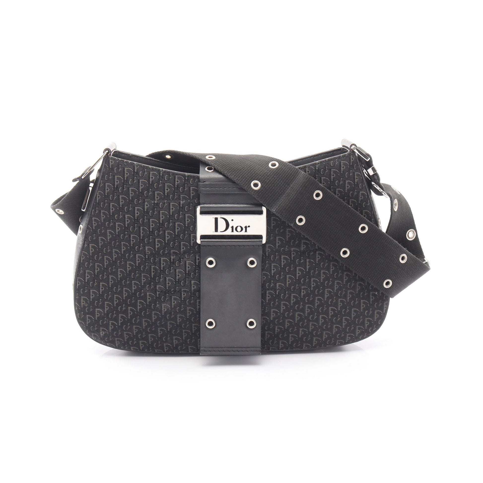 ストリートシック トロッター ワンショルダーバッグ キャンバス レザー ブラック クリスチャンディオール バッグ Christian Dior