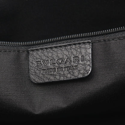 ロゴマニア ミニボストンバッグ キャンバス レザー ブラック ブルガリ バッグ BVLGARI