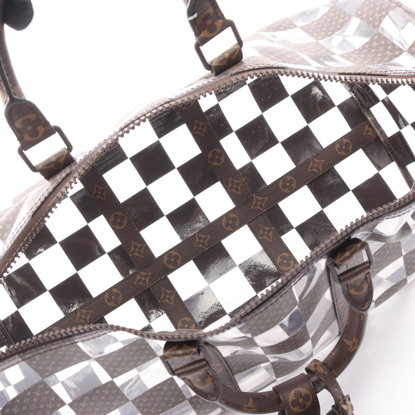 キーポル バンドリエール50 モノグラムチェス ボストンバッグ PVC ブラウン クリア 2WAY ルイヴィトン バッグ LOUIS VUITTON