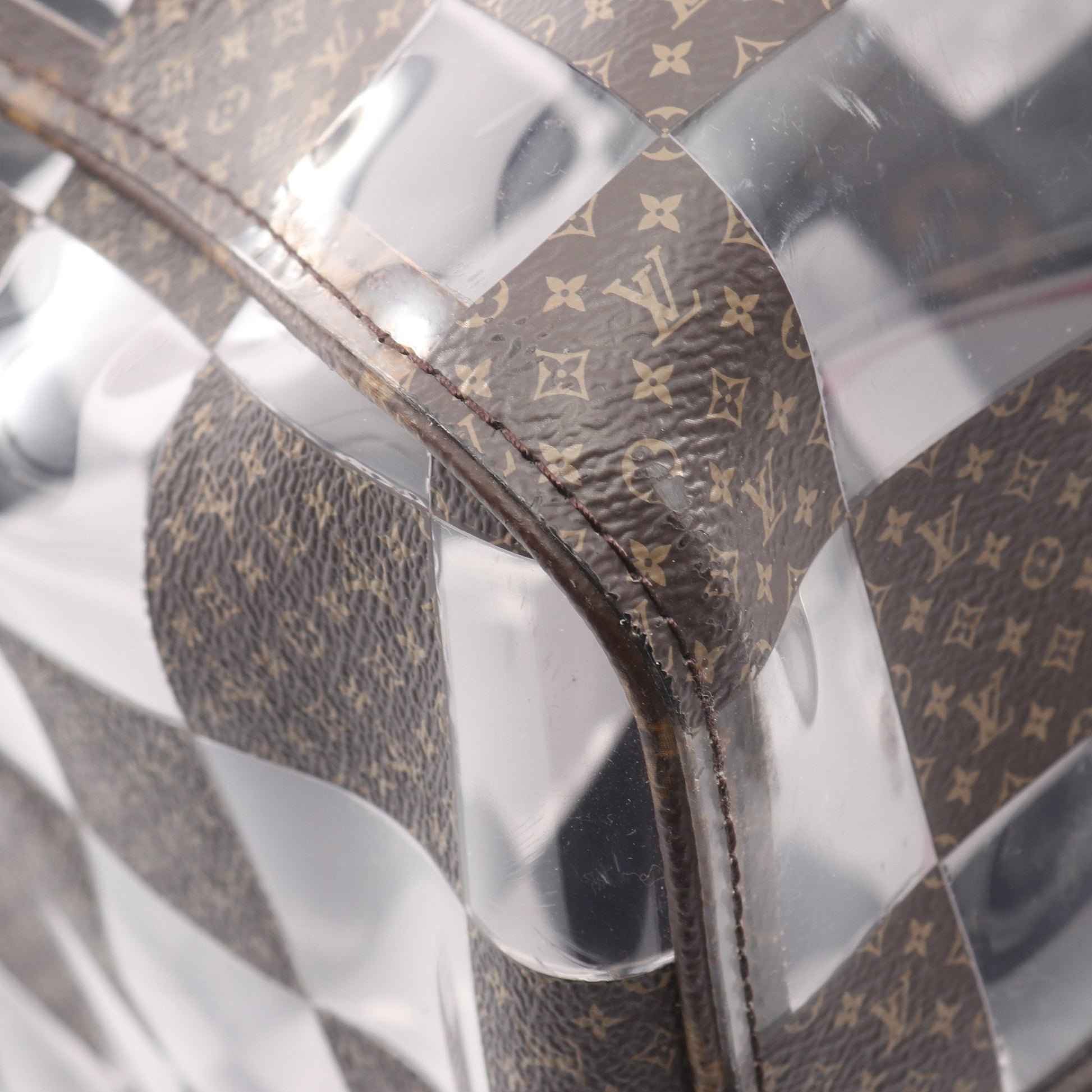 キーポル バンドリエール50 モノグラムチェス ボストンバッグ PVC ブラウン クリア 2WAY ルイヴィトン バッグ LOUIS VUITTON