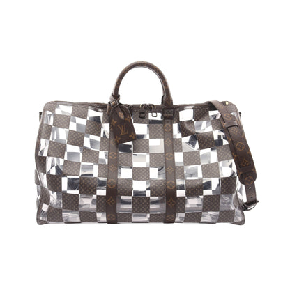 キーポル バンドリエール50 モノグラムチェス ボストンバッグ PVC ブラウン クリア 2WAY ルイヴィトン バッグ LOUIS VUITTON