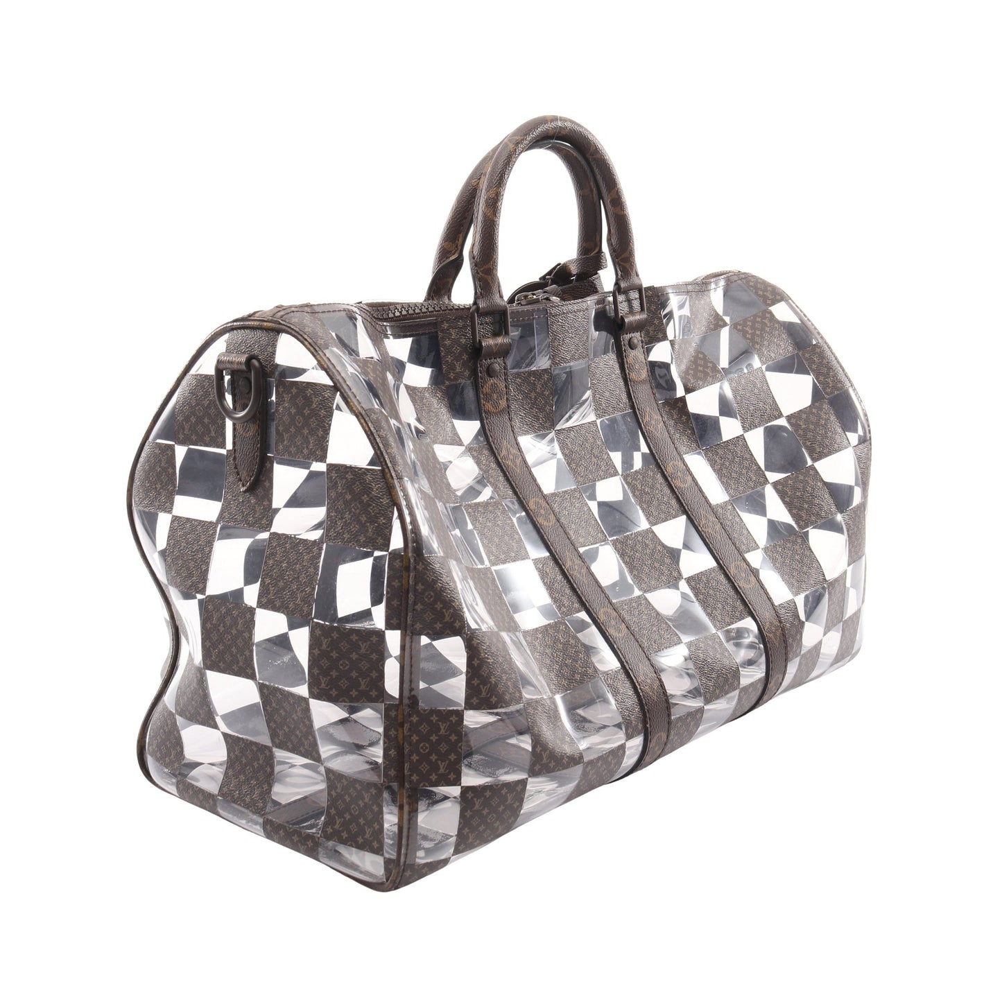キーポル バンドリエール50 モノグラムチェス ボストンバッグ PVC ブラウン クリア 2WAY ルイヴィトン バッグ LOUIS VUITTON