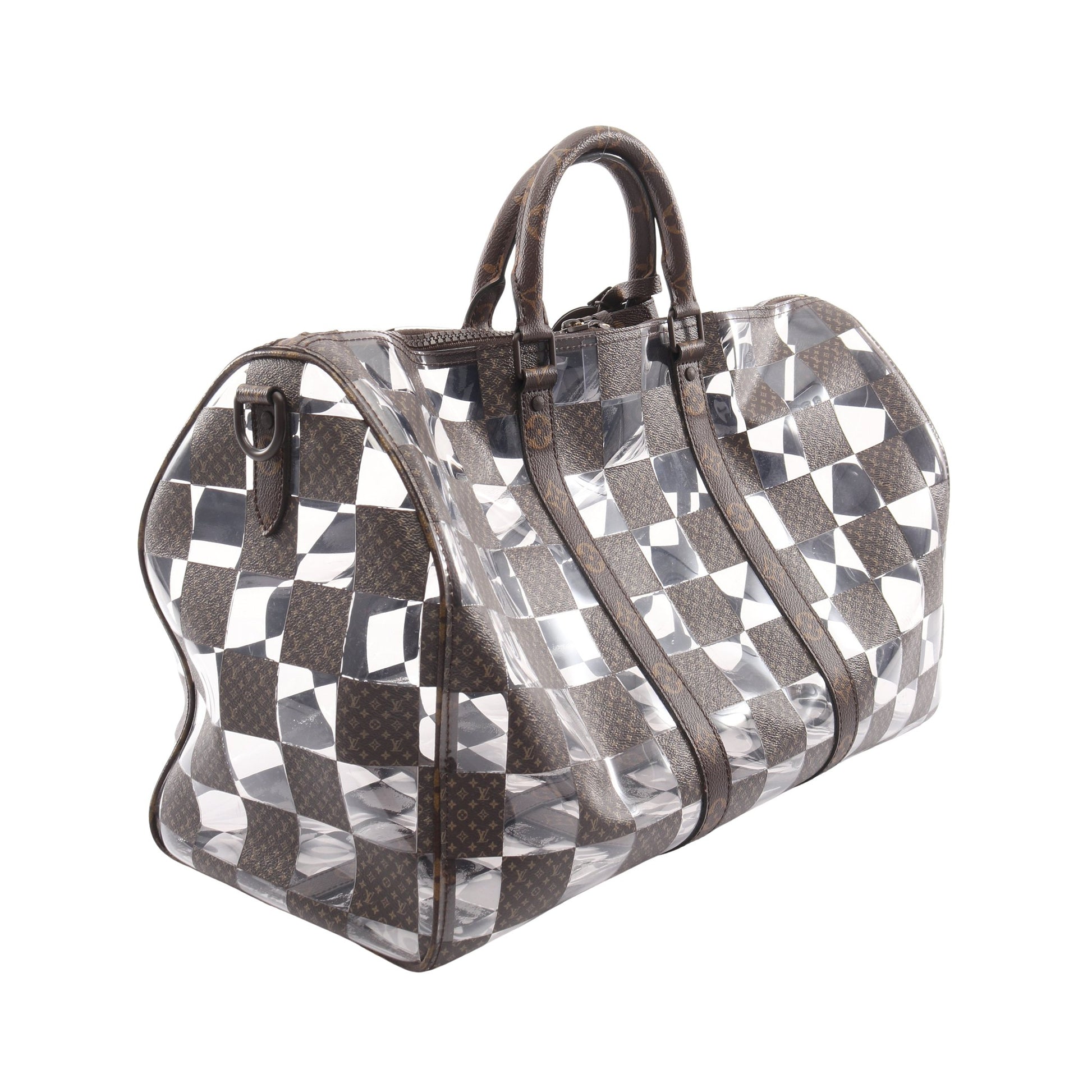 キーポル バンドリエール50 モノグラムチェス ボストンバッグ PVC ブラウン クリア 2WAY ルイヴィトン バッグ LOUIS VUITTON