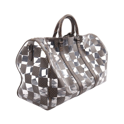 キーポル バンドリエール50 モノグラムチェス ボストンバッグ PVC ブラウン クリア 2WAY ルイヴィトン バッグ LOUIS VUITTON