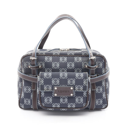 リピートアナグラム ハンドバッグ PVC レザー ネイビー ロエベ バッグ LOEWE