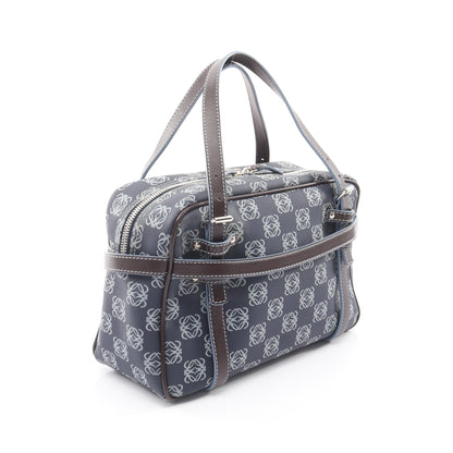 リピートアナグラム ハンドバッグ PVC レザー ネイビー ロエベ バッグ LOEWE