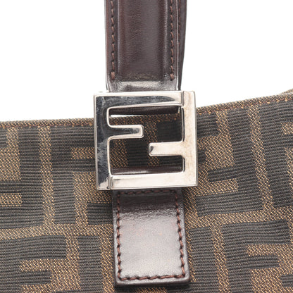 ズッカ ハンドバッグ キャンバス レザー ブラウン ダークブラウン フェンディ バッグ FENDI