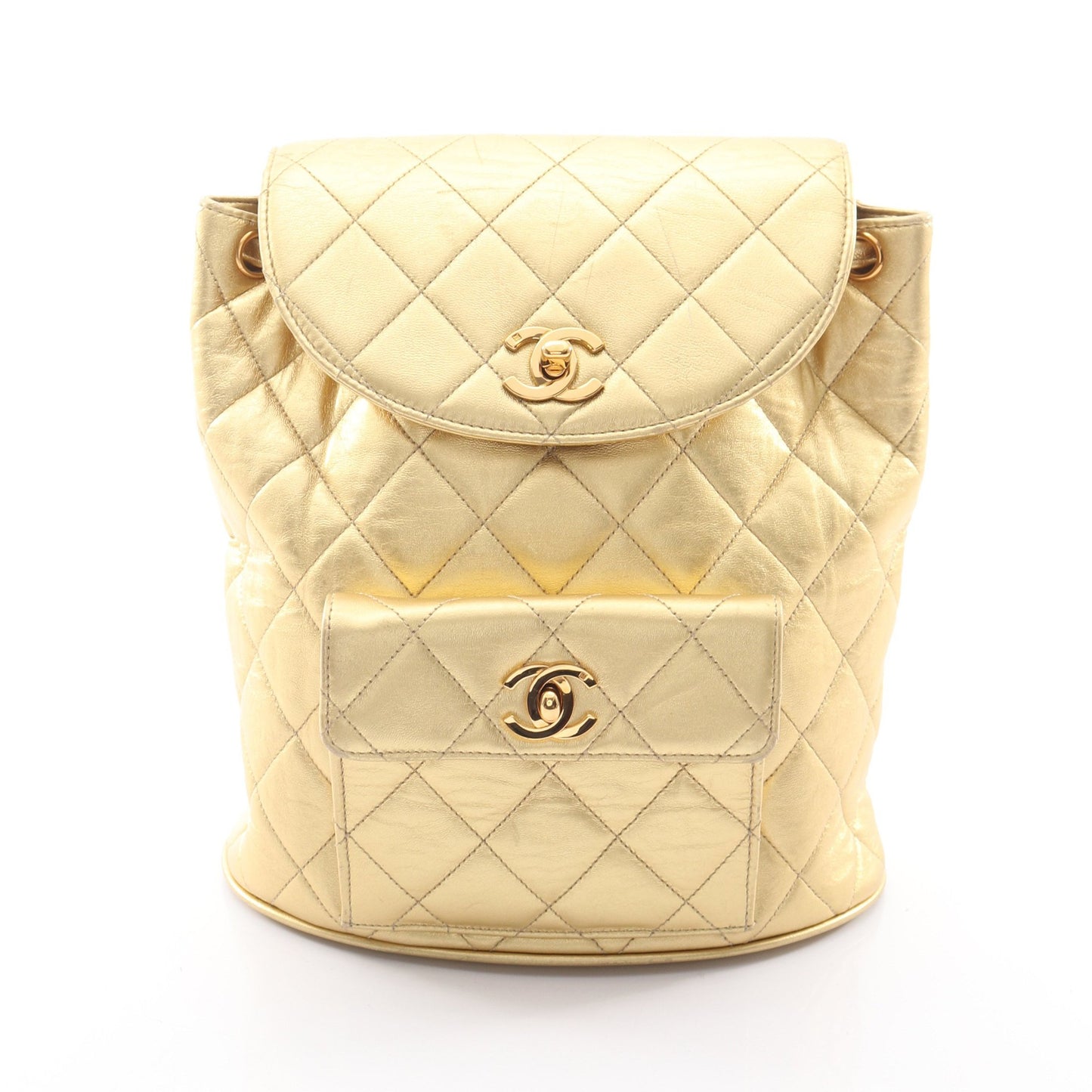 マトラッセ チェーン バックパック リュックサック レザー ゴールド ゴールド金具 ヴィンテージ シャネル バッグ CHANEL