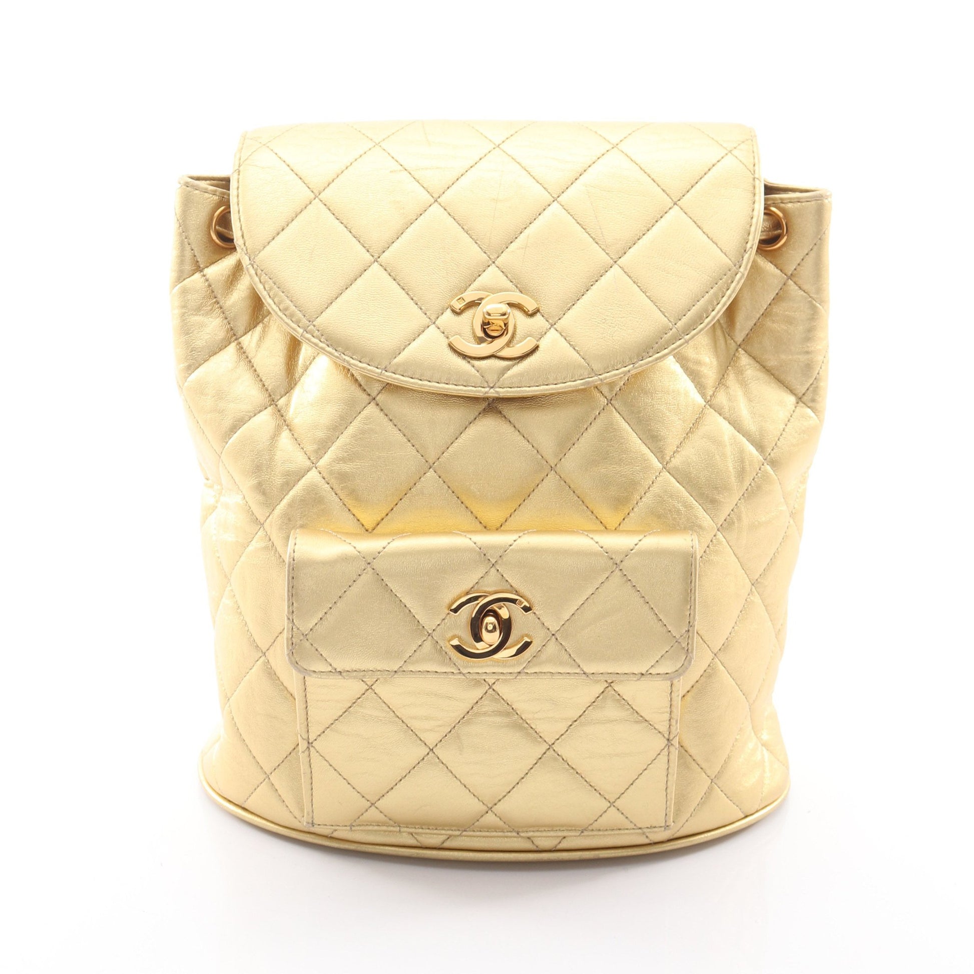 マトラッセ チェーン バックパック リュックサック レザー ゴールド ゴールド金具 ヴィンテージ シャネル バッグ CHANEL