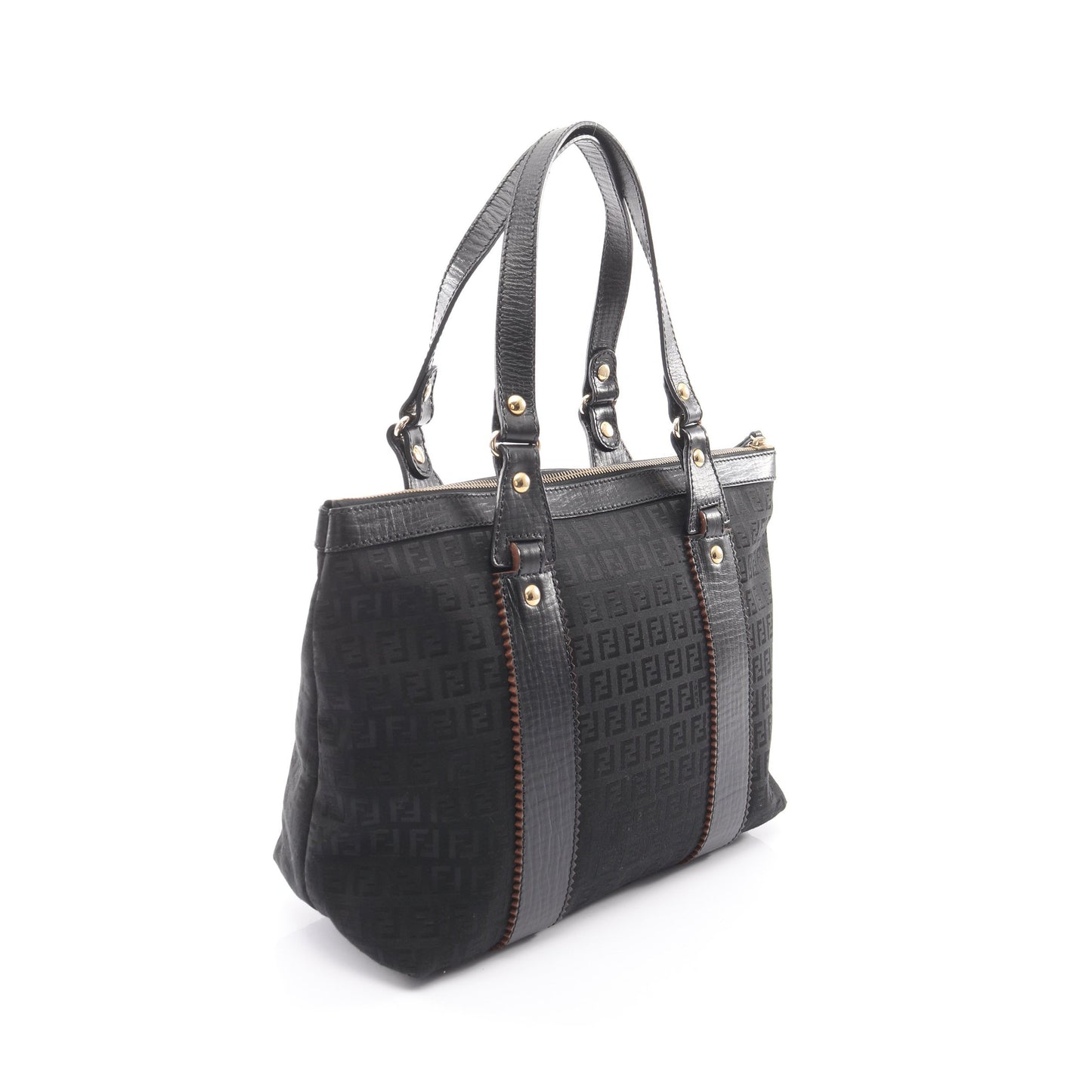ズッキーノ ハンドバッグ トートバッグ キャンバス レザー ブラック フェンディ バッグ FENDI