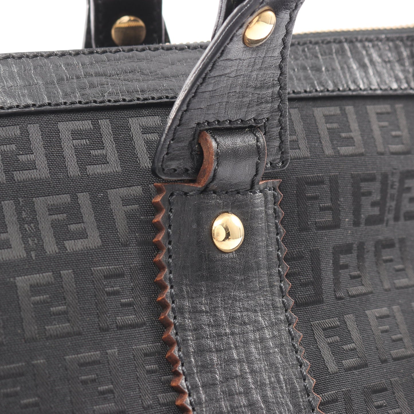 ズッキーノ ハンドバッグ トートバッグ キャンバス レザー ブラック フェンディ バッグ FENDI