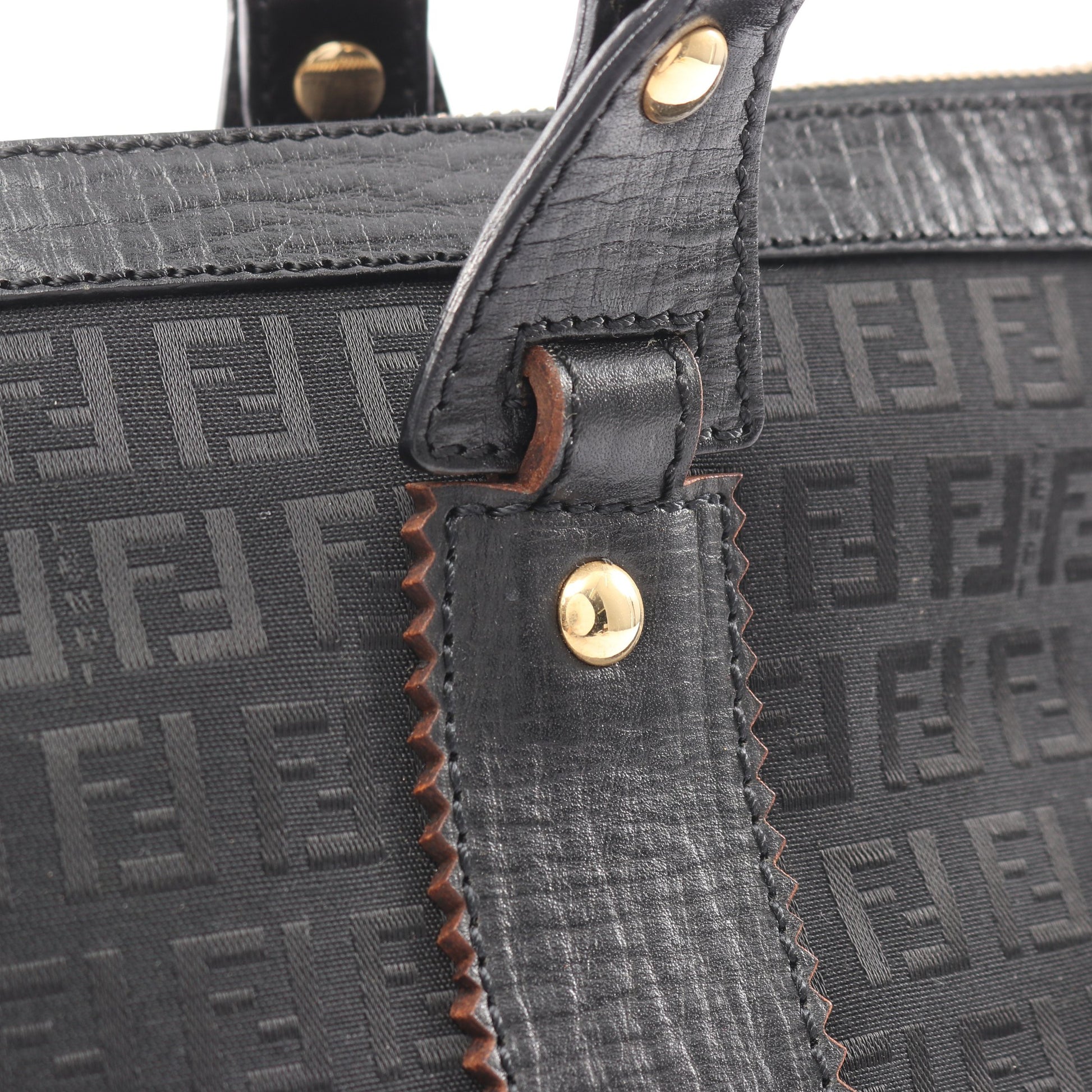 ズッキーノ ハンドバッグ トートバッグ キャンバス レザー ブラック フェンディ バッグ FENDI